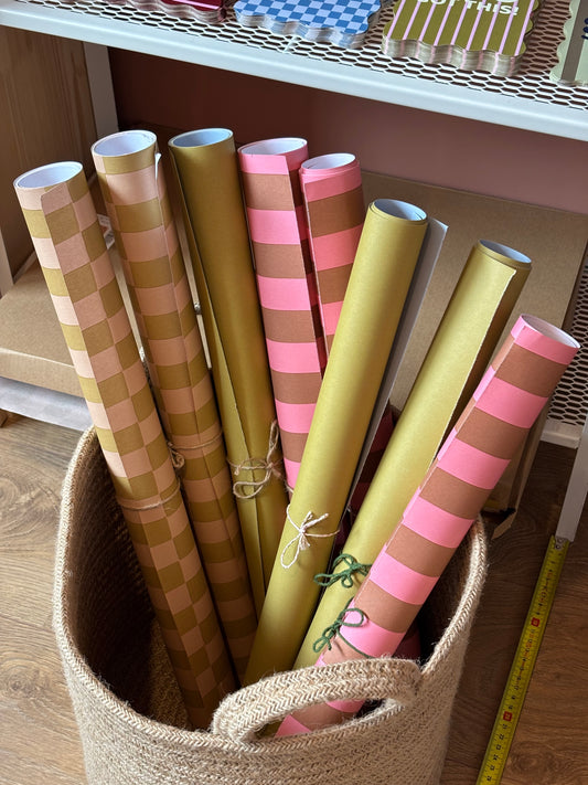 Cadeaupapier - Duo Olijfgroen & Blauw